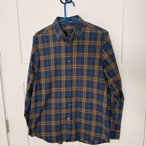 Bugatchi Blue and Tan Plaid Button Down Shirt
